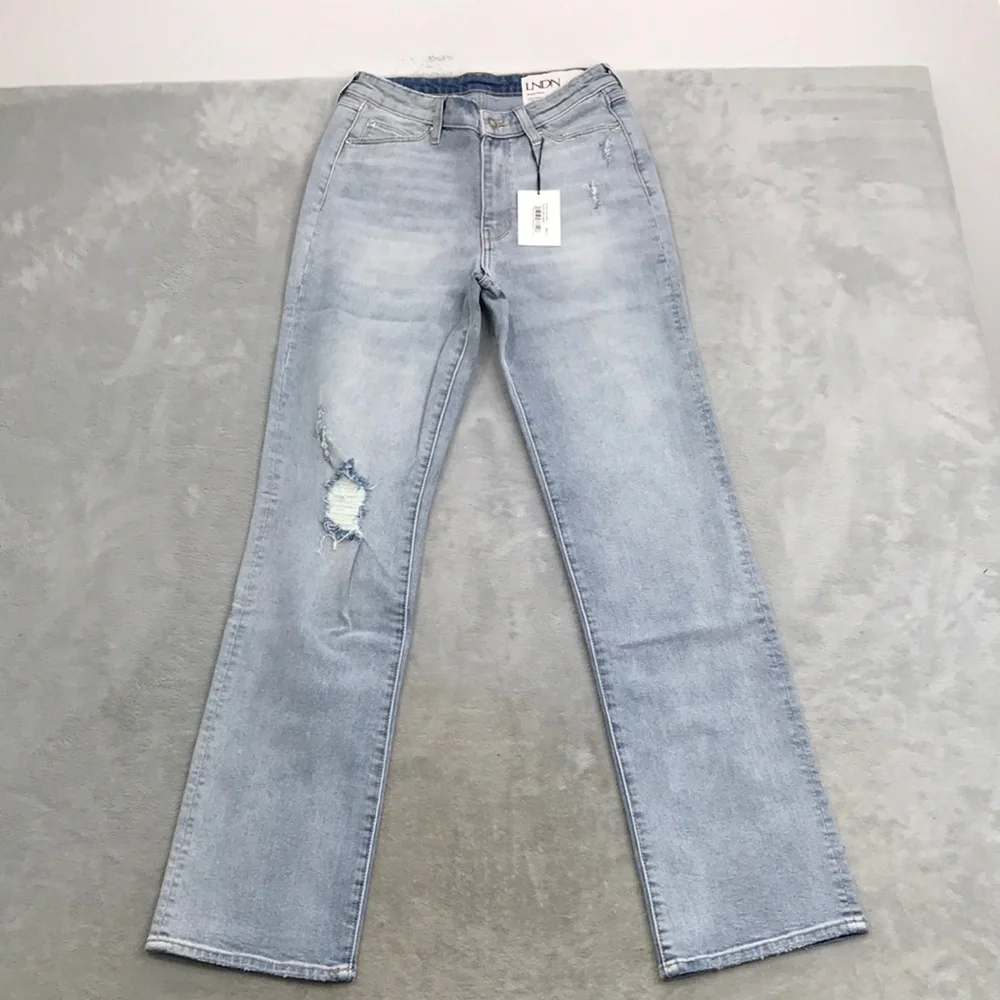 LNDN Denim Distressed Light Wash Straight Jeans Size 27 New